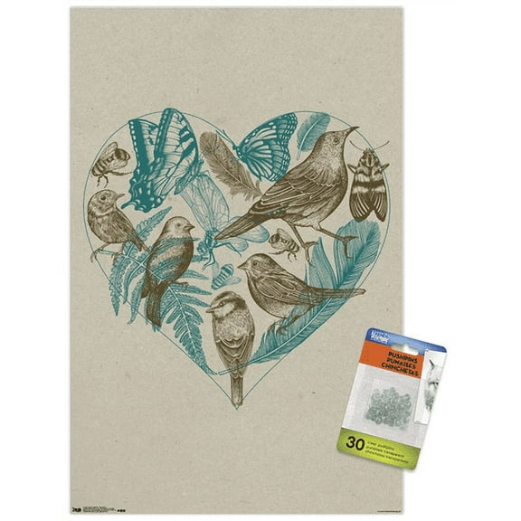 Rachel Caldwell - Wild Heart Wall Poster with Push Pins, 14.725" x 22.375"