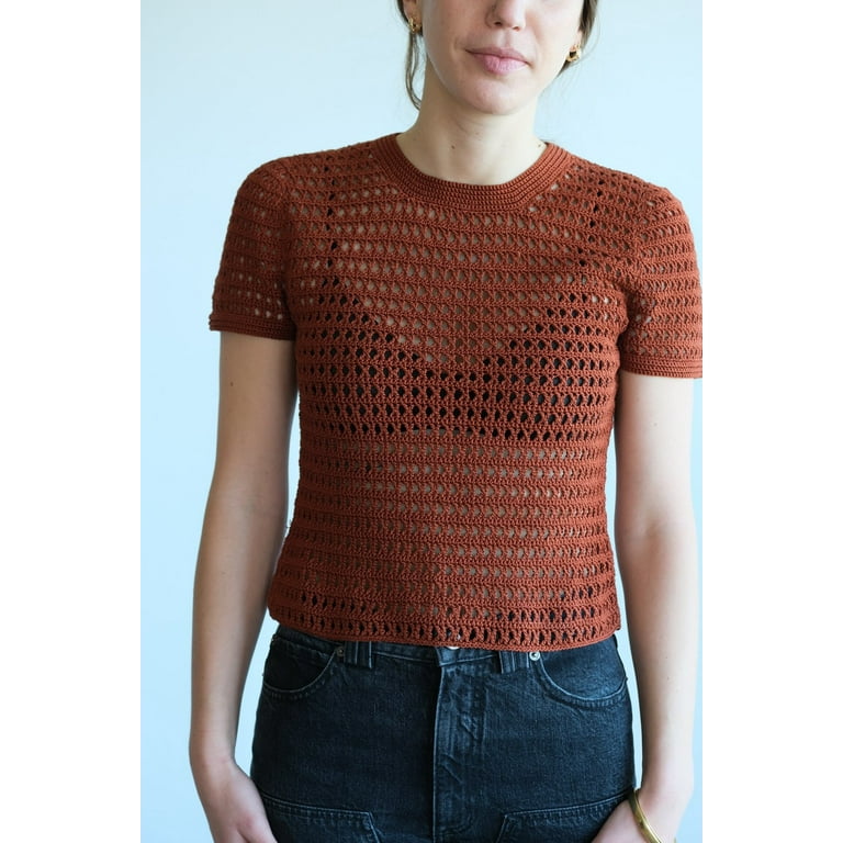 Rachel Comey COCOA Women s Result Cotton Crochet Tee US X Small Walmart