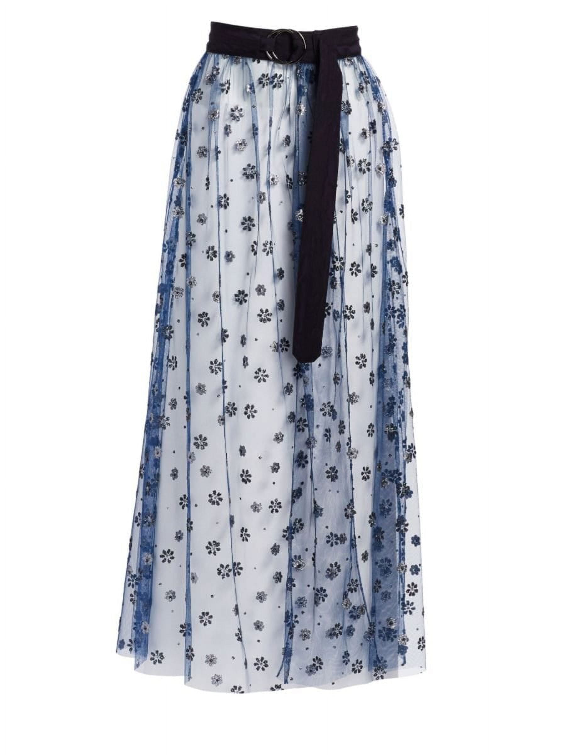 Rachel Comey NAVY Women's Puff Floral Tulle Overlay Fetes Skirt, US XS