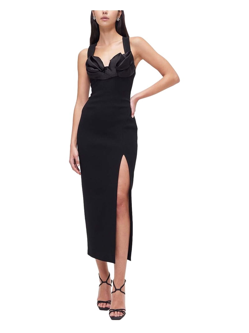 knee length dresses for ladies London Merino Wool Fitted Dress - Black – London Fitted Midi Dress main image 1
