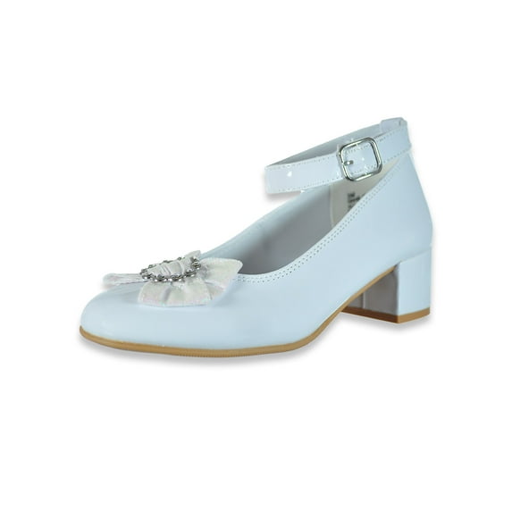 Rachel Girls' Isadora Jewel Strap Shoes - white, 2 youth