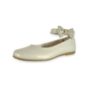 Rachel Girls' Shimmer Flower 1-Strap Shoes - beige, 3 youth
