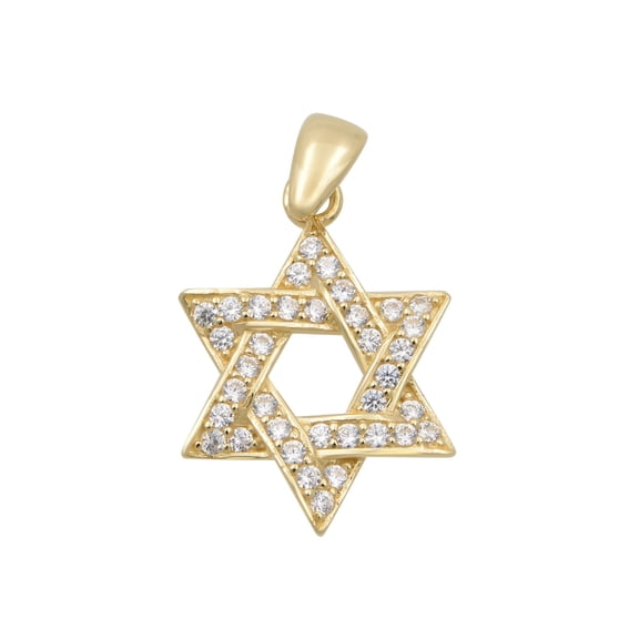 Rachel Koen 14k Yellow Gold Cubic Zirconia Star of David Pendant