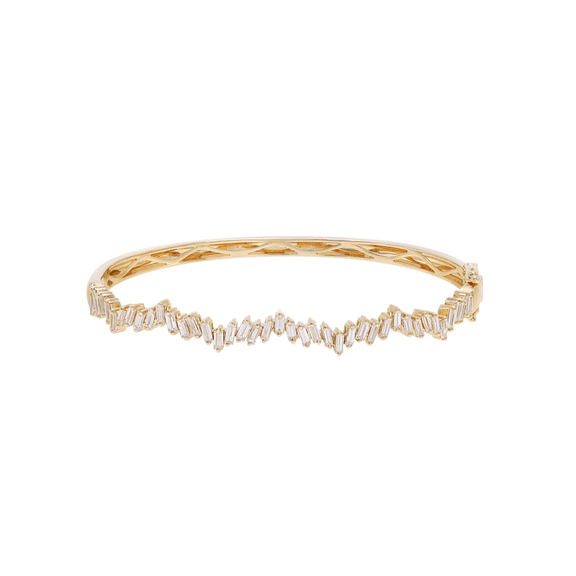 Rachel Koen Baguette Cut Diamond Bangle Bracelet 18K Yellow Gold 1.60Cttw