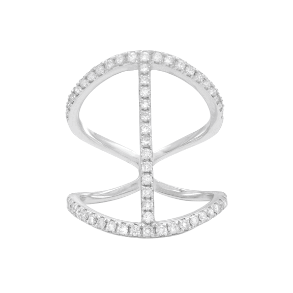 Rachel Koen Diamond Double Band Ladies 14K White Gold 0.64cttw Ring Size 6.5