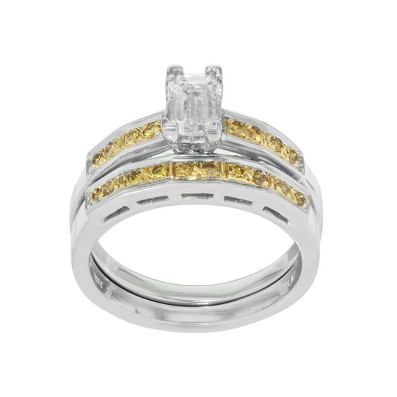 Rachel Koen Diamond Womens Engagement Ring Set Platinum 18K Yellow Gold 2.31Cttw