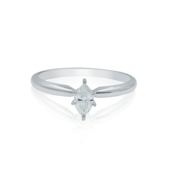 Rachel Koen Marquise Cut Diamond Engagement Ring 14K White Gold 0.27Ctw Size 6.5