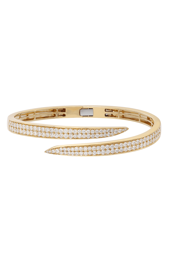 Pave Set Round Cut Diamond Bangle Bracelet 18K Yellow Gold 2.83Cttw