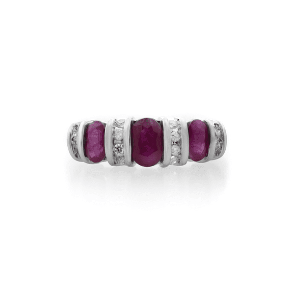 Rachel Koen Ruby 0.75cttw Diamond 0.17cttw Cocktail Ring 14K White Gold SZ7