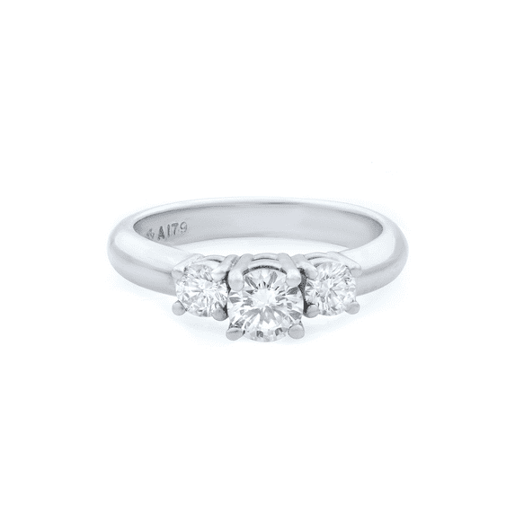 Rachel Koen Three Stone Diamond Engagement Ring 14K Platinum 0.75cttw SZ 7.25