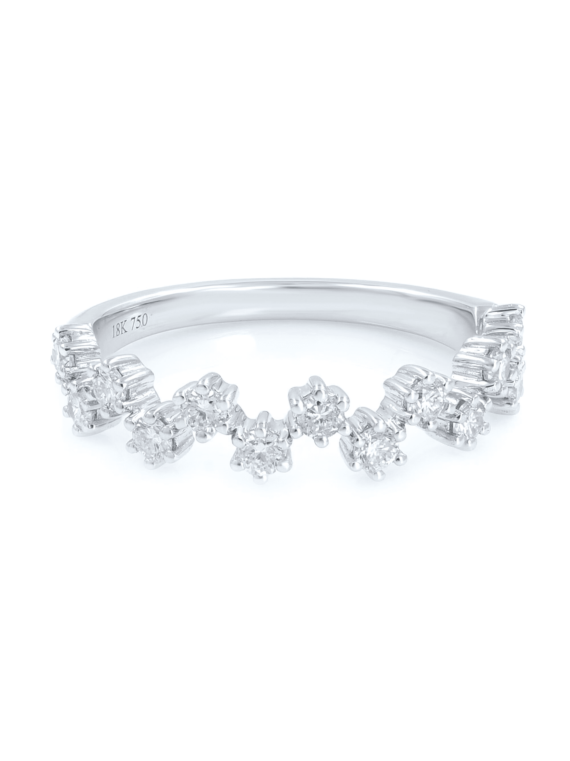 Rachel Koen Unique Diamond Diagonal Pattern Ring 18K White Gold 0 ...