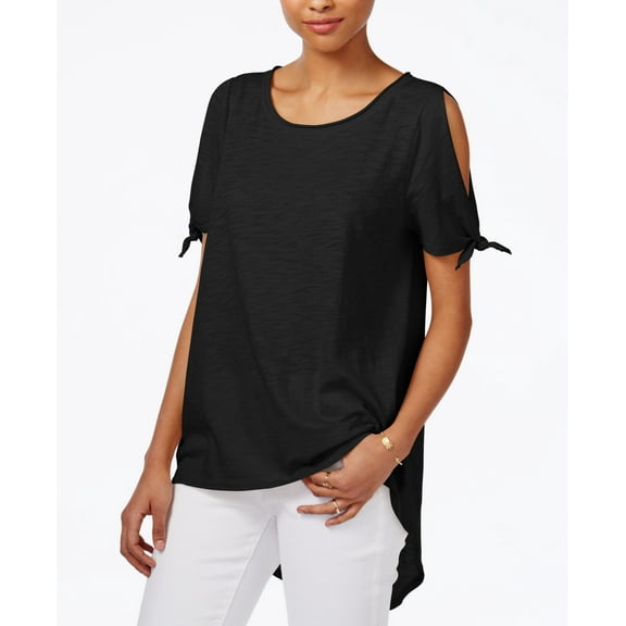 Rachel Rachel Roy High Low Cold Shoulder Top Black XL