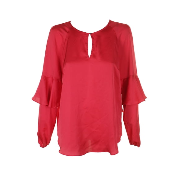 Rachel Rachel Roy Paradise Pink Ruffled-Sleeve Keyhole Blouse XS