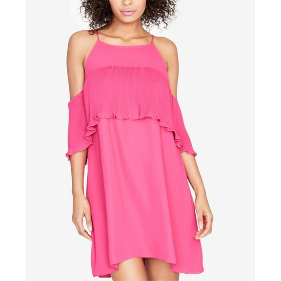 Rachel Rachel Roy Pleated Ruffle Cold Shoulder Dress Azalea 2XL