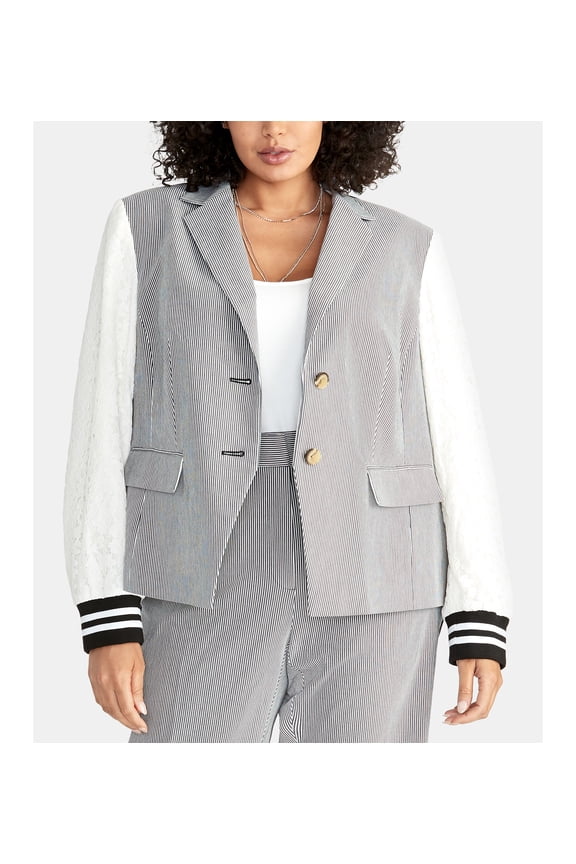 Plus Size Billie Mixed Media Jacket Navy 24W