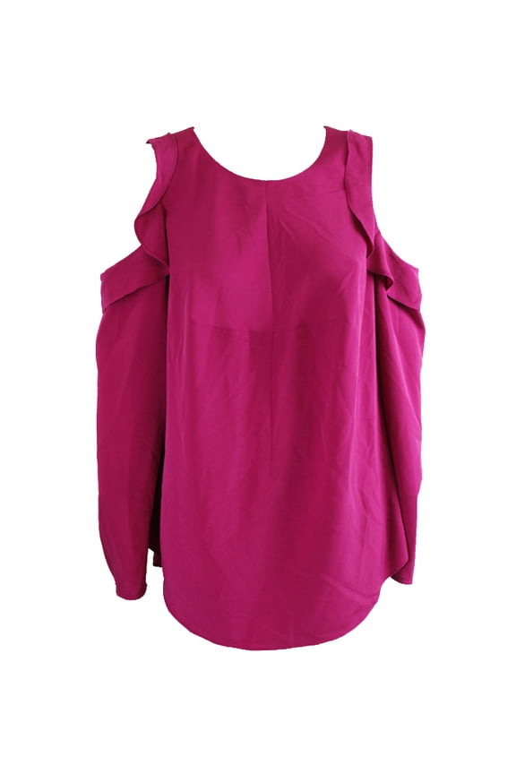 Rachel Roy Women Plus Size Dark Pink Ruffled Cold Shoulder Blouse 0X $99