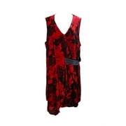 Rachel Rachel Roy Plus Size Red Draped Velvet Printed Dress 16W