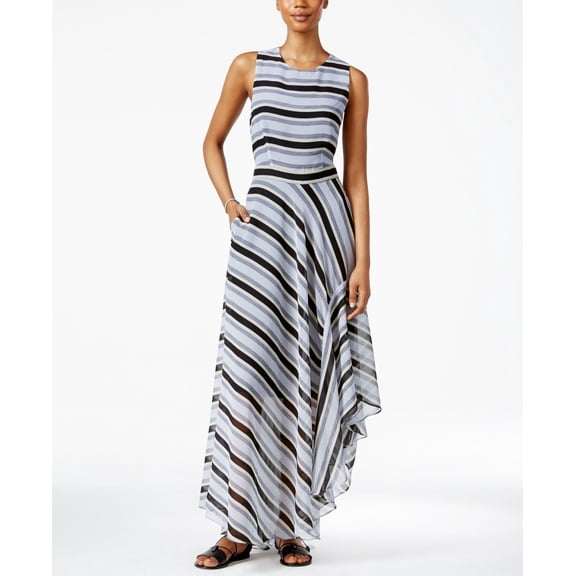 Rachel Rachel Roy Striped Open-Back Maxi Dress Med Blue 0