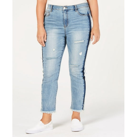 Rachel Rachel Roy Trendy Plus Size Ripped Skinny Jeans Medium Wash 20