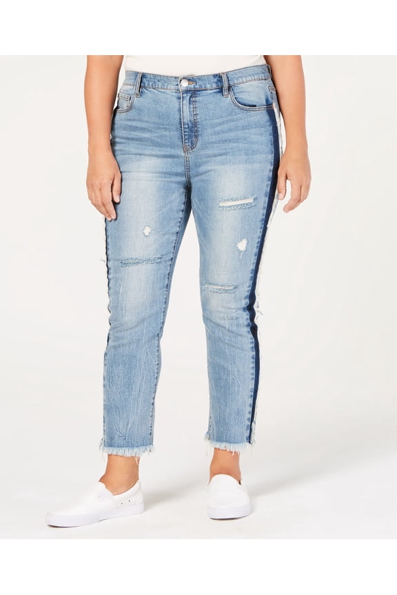 Trendy Plus Size Ripped Skinny Jeans Medium Wash 20