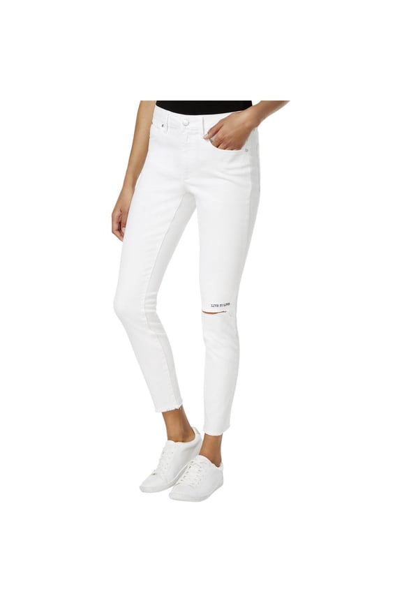 White  Ripped Ankle Skinny Jeans 25