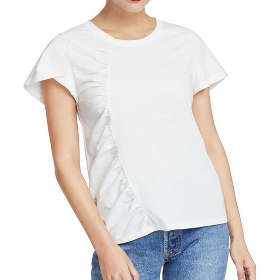 Rachel Roy Womens Ruched Pullover Blouse, Off-White, X-Small