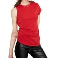thumbnail image 1 of Rachel Rachel Roy Womens Asymmetrical Ruched Knit Top Red S, 1 of 2