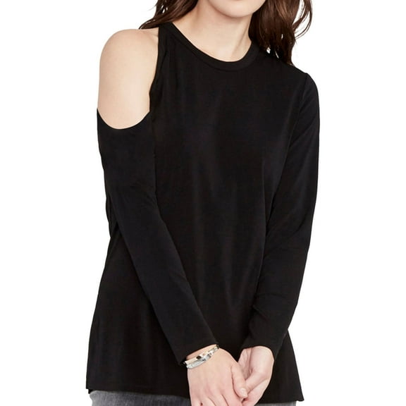 Rachel Roy Womens Solid One Shoulder Blouse, Black, X-Small