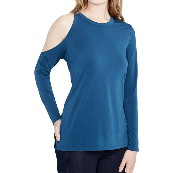 Rachel Roy Womens Solid One Shoulder Blouse, Blue, X-Small