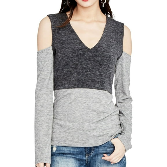 Rachel Roy Womens Cold Shoulder Knit Blouse, Grey, X-Large