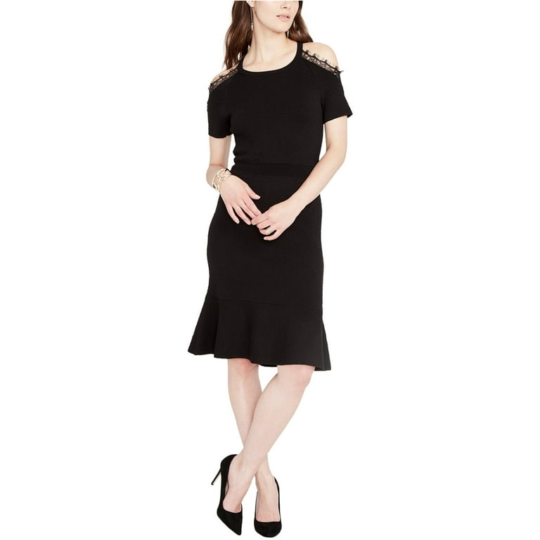 Rachel Rachel Roy Womens Cold Shoulder Lace Trim Cocktail Dress