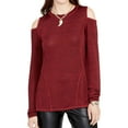 thumbnail image 1 of Rachel Rachel Roy Womens Cold-Shoulder Slub Pullover Top Red XL, 1 of 2