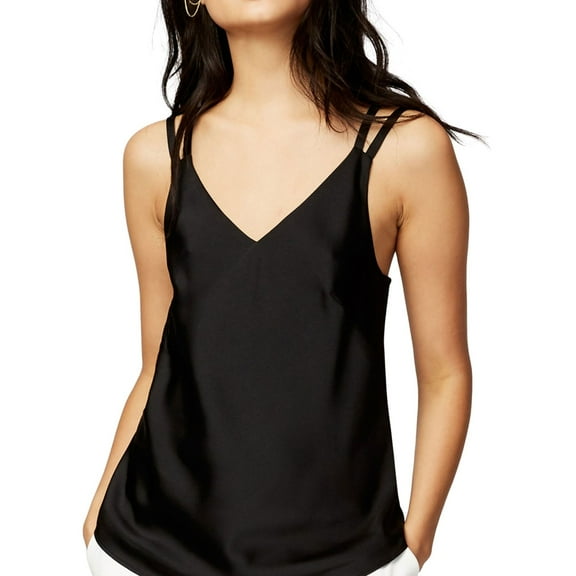 Rachel Roy Womens Erica Satin Tank Top, Black, Small