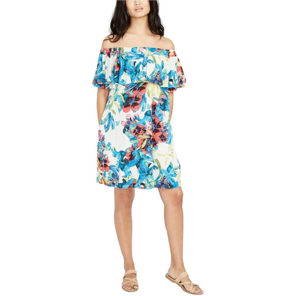 Rachel Roy Womens Printed A-line Dress, Blue, Medium