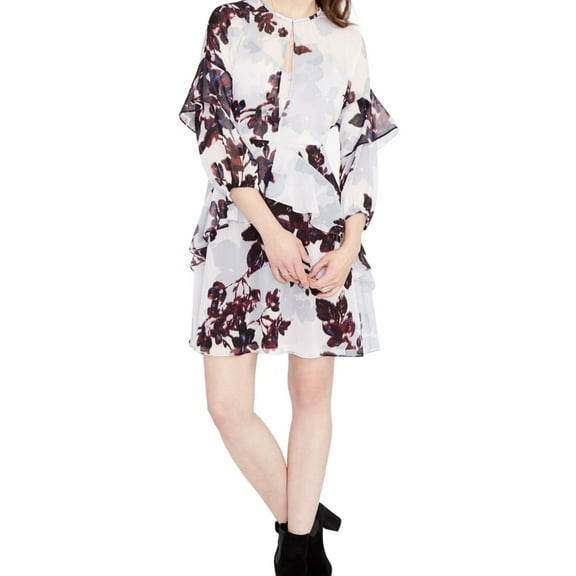 Rachel Rachel Roy Womens Floral Print Ruffled Party Dress Pink 0