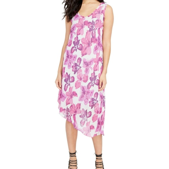 Rachel Roy Womens Floral Asymmetrical Dress, Purple, Medium