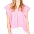 thumbnail image 1 of Rachel Roy Womens Flutter Sleeve Pullover Blouse, Pink, X-Small, 1 of 2
