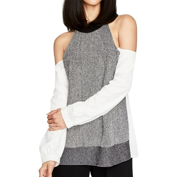 Rachel Roy Womens Cold Shoulder Knit Blouse, Black, X-Large
