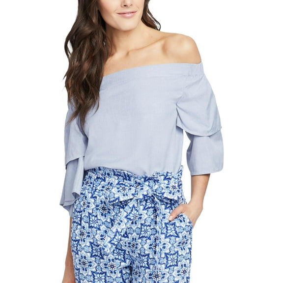 Rachel Rachel Roy Womens Off-The-Shoulder Ruffled Pullover Top