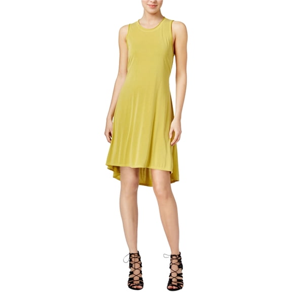 RACHEL ROY Womens Yellow Sleeveless Jewel Neck Above The Knee Fit   Flare Dress  Size: L