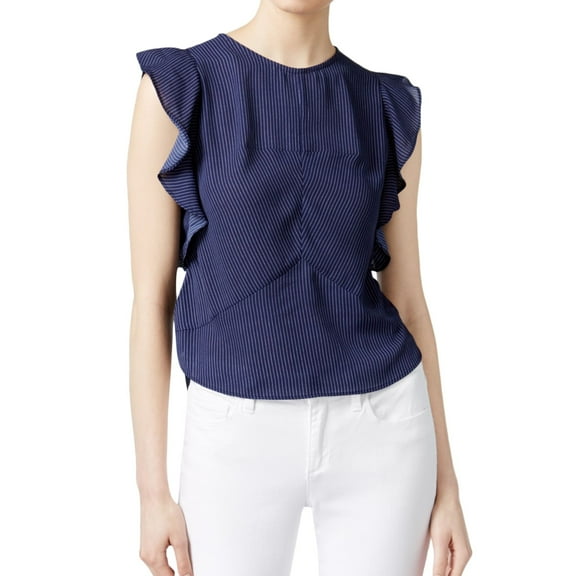 Rachel Roy Womens Lined Pullover Blouse, Blue, Large