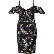 Rachel Rachel Roy Womens Plus Marcella Cold Shoulder Floral Midi Dress