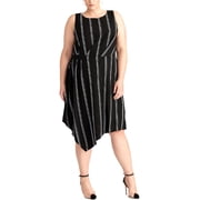 Rachel Rachel Roy Womens Plus Rina Striped Asymmetric Casual Dress