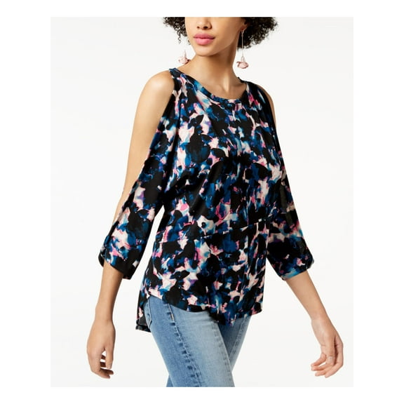 Rachel Roy Womens Split Sleeve Knit Blouse, Blue, Small