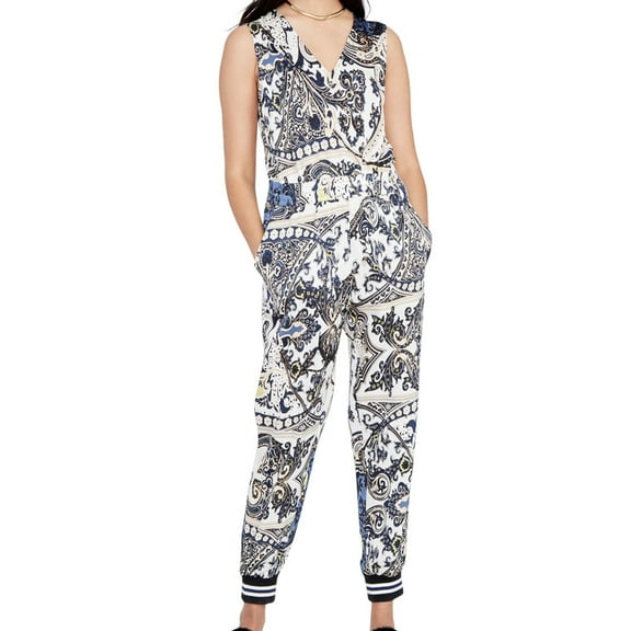 Rachel Rachel Roy Womens Printed V-Neck Jumpsuit