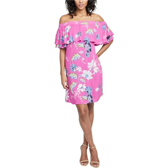 Rachel Roy Womens Floral Off-Shoulder Dress, Pink, X-Small