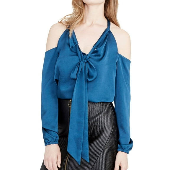 Rachel Roy Womens Satin Tunic Blouse, Blue, 6