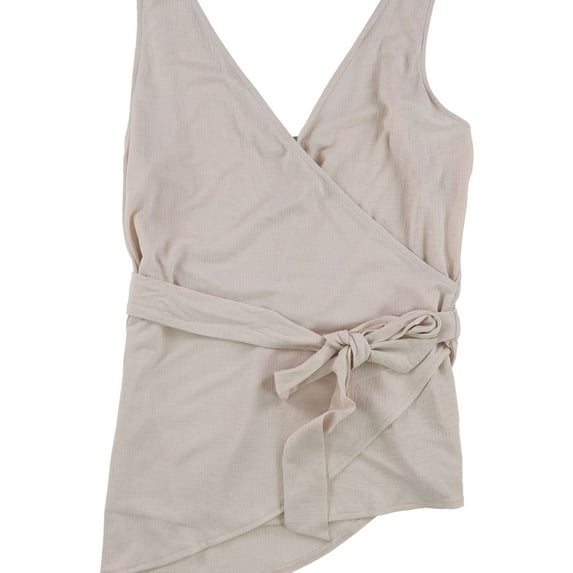 Rachel Rachel Roy Womens Sleeveless Faux Wrap Wrap Top Beige L