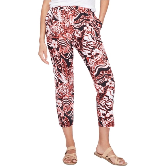 Rachel Roy Womens Printed Casual Cropped Pants, Red, 0