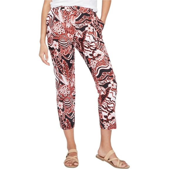 Rachel Roy Womens Printed Casual Cropped Pants, Red, 0 Short